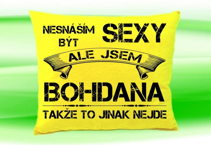 Polštář se jménem BOHDANA Žlutý