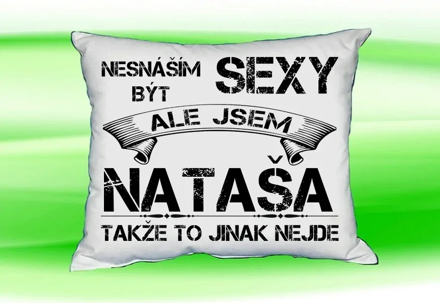 Polštář se jménem NATAŠA Bilý