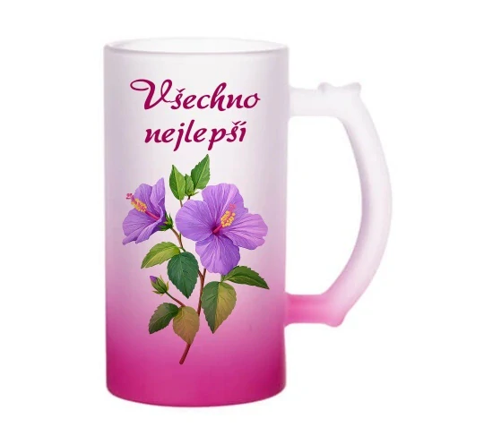 Skleněný korbel pivoňkový z Vaší fotografie nebo grafiky Merch obsah 470 ml
