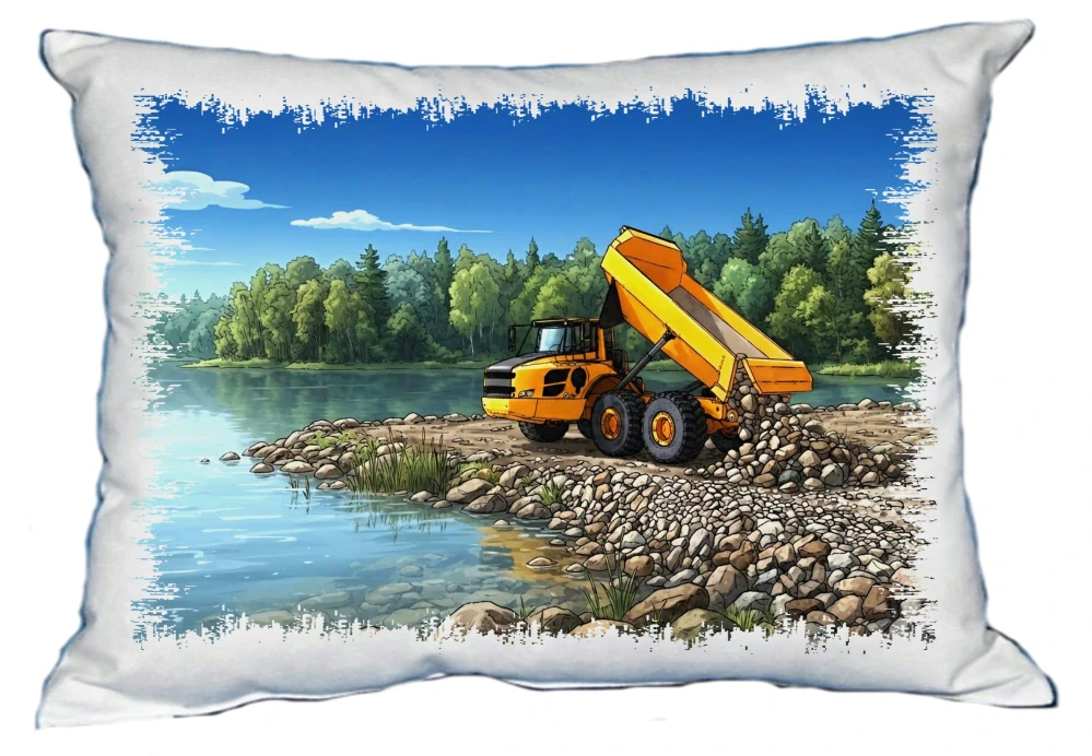 Moon River VOLVO práce u rybníka polštářek 30 x 40 cm