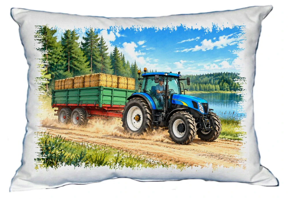 Moon River New Holland traktor s vlekem polštářek 30 x 40 cm