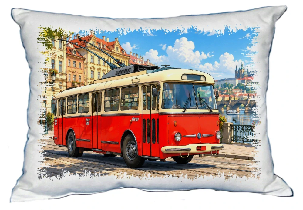 Moon River Škoda trolejbus polštářek 30 x 40 cm