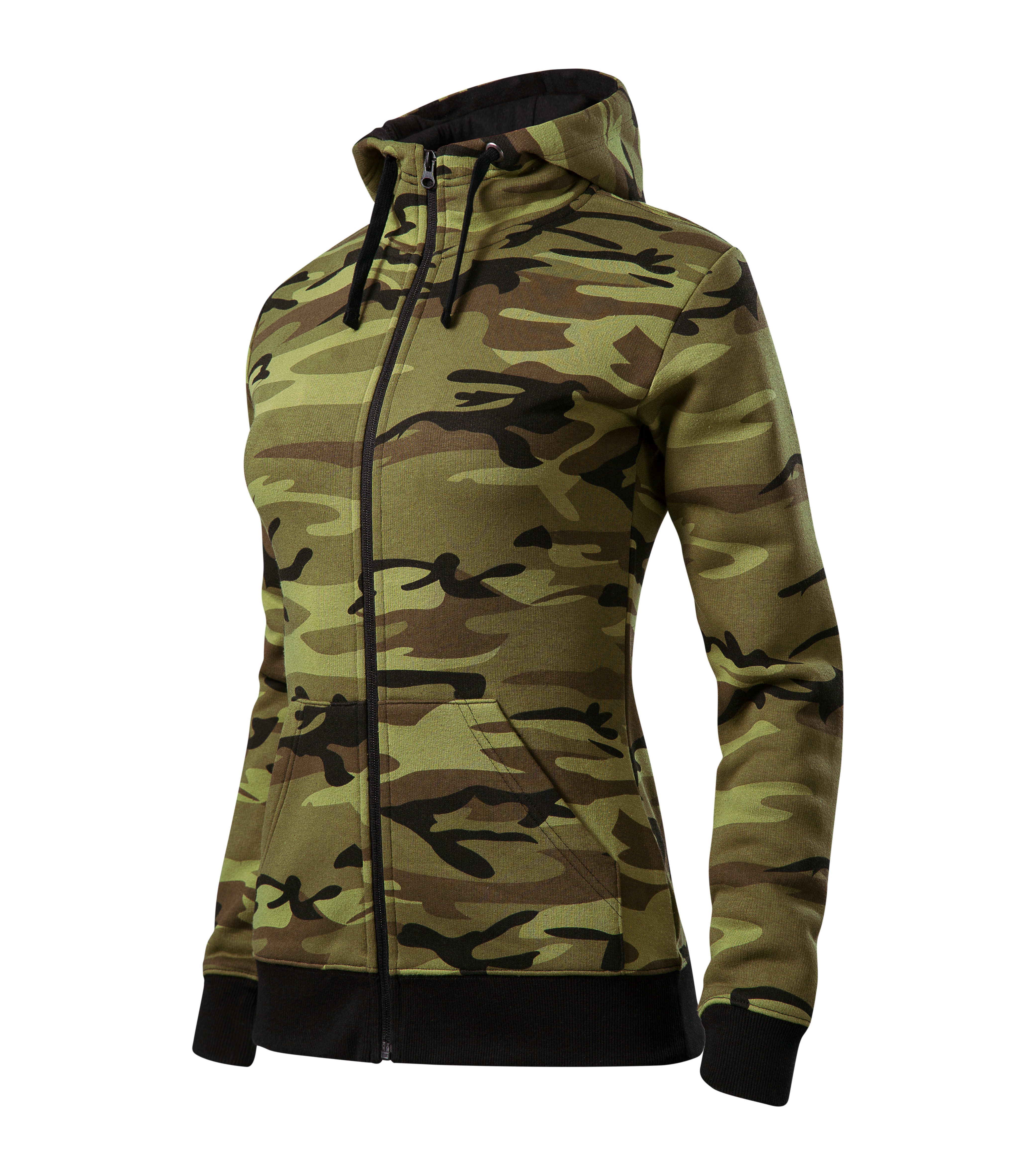 mikina CAMO ZIPPER camouflage green M