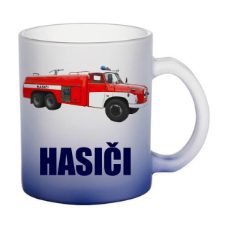 Skleněný hrnek 138 CAS 32 hasičské auto České výroby
