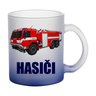 Skleněný hrnek  815 CAS 30  hasičské  auto České výroby 
