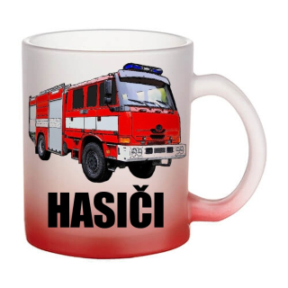 Skleněný hrnek 815 III hasičské auto České výroby
