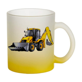 Skleněný hrnek bagr JCB 3CX