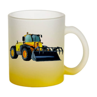 Skleněný hrnek bagr JCB manipulátor