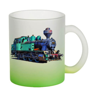 Skleněný hrnek s lokomotivou č.6