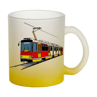 Skleněný hrnek s tramvají II