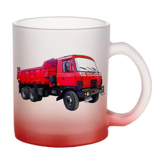 Skleněný hrnek s tahačem  815 červený 