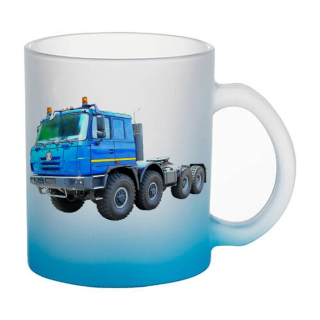 Skleněný hrnek s tahačem modrý světle 