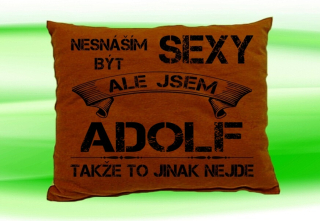 Moon River ADOLF polštářek se jménem Hnědý velikost 30x40 cm
