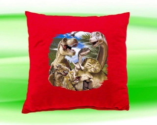 Polštářek s dinosaury dinosaurus červený