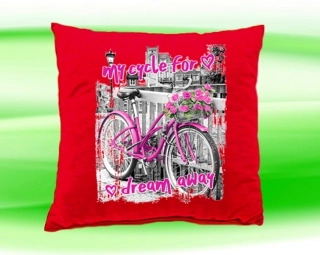 Polštářek růžové kolo červený