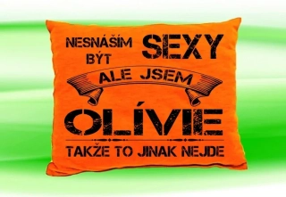 Polštář se jménem OLÍVIE  Oranžový