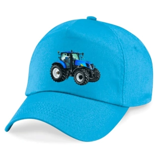 Dětská kšiltovka s traktorem New Holland T7070 tyrkysová
