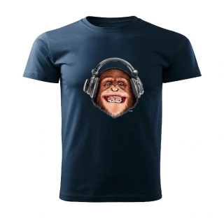 tričko opice se sluchátky navy modré 