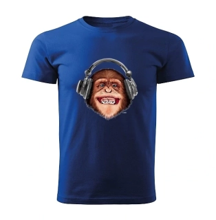 tričko opice se sluchátky královsky modré 
