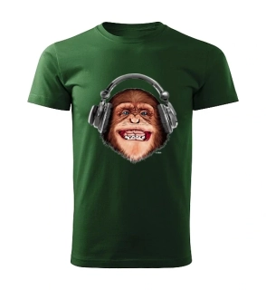 tričko opice se sluchátky lahvově zelené 