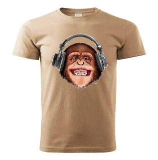 tričko opice se sluchátky oříškové 