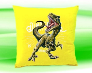 Polštářek Tyrannosaurus rex žlutý
