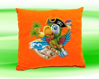 Polštářek papoušek pirát oranžový