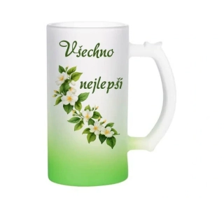Skleněný korbel zelený z Vaší fotografie nebo grafiky Merch  obsah 470 ml
