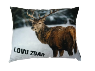 Moon River Polštář Lovu Zdar myslivecký motiv jelen v zimě 33x43 cm