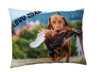 Moon River Polštář Lovu Zdar myslivecký motiv lovecký pes s bažantem 33x43 cm