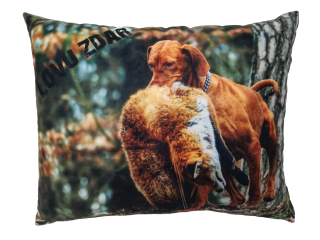 Moon River Polštář Lovu Zdar myslivecký motiv lovecký pes s liškou 33x43 cm