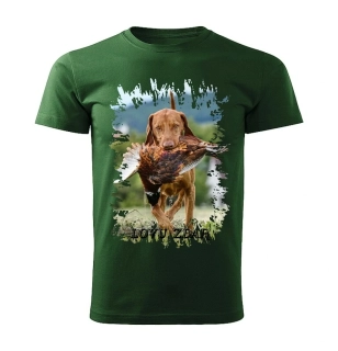 Moon River Lovu Zdar pes s bažantem pánské tričko pro myslivce lahvově zelené 
