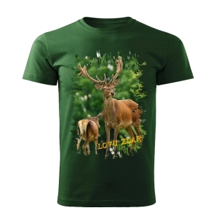 Moon River Lovu Zdar jelen sika pánské tričko pro myslivce lahvově zelené 