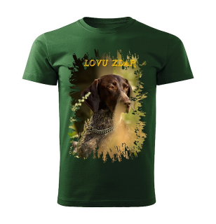 Moon River Lovu Zdar lovecký pes pánské tričko pro myslivce lahvově zelené 