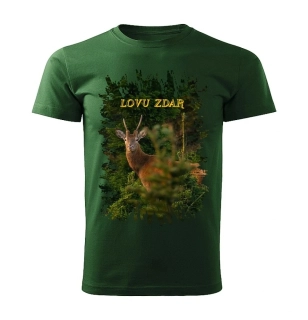 Moon River Lovu Zdar srnec II pánské tričko pro myslivce lahvově zelené 
