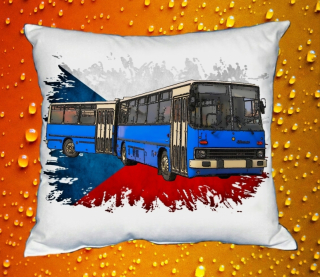 Moon River IKARUS 280 vlajka zelený polštářek s autobusem  30x40 cm