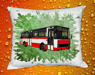 Moon River KAROSA B732 zelený polštářek s autobusem  30x40 cm