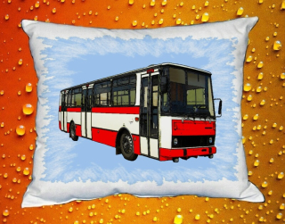 Moon River KAROSA B732 modrý polštářek s autobusem  30x40 cm