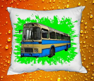Moon River KAROSA ŠL 11 zelený polštářek s autobusem  30x40 cm