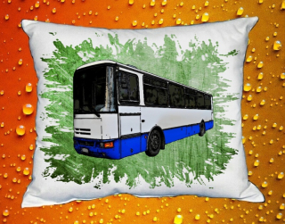 Moon River KAROSA zelený polštářek s autobusem  30x40 cm