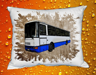 Moon River KAROSA hnědý polštářek s autobusem  30x40 cm