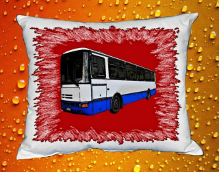 Moon River KAROSA red polštářek s autobusem  30x40 cm