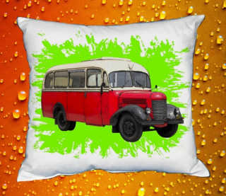 Moon River PRAGA RND zelený  polštářek s autobusem  30x40 cm