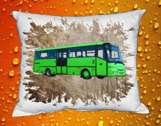 Moon River SOR C hnědý polštářek s autobusem  30x40 cm