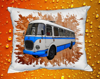 Moon River ŠKODA RTO 706 oranžový polštářek s autobusem  30x40 cm