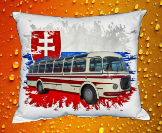 Moon River ŠKODA RTO 706 vlajka SK II polštářek s autobusem  30x40 cm