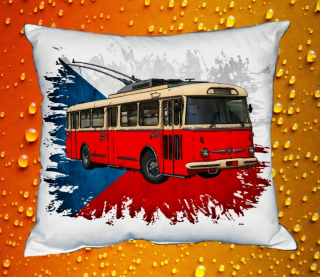 Moon River ŠKODA trolejbus polštářek s autobusem  30x40 cm