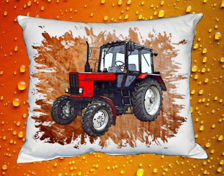 Moon River Belarus polštář s traktorem  oranžový 30x40 cm