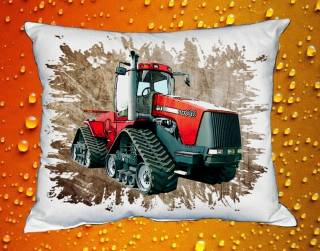 Moon River Case IH STX 440 polštář s traktorem hnědý 30x40 cm