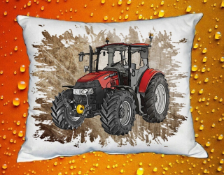 Moon River Case IH Farmall 115U Pro polštář s traktorem hnědý 30x40 cm